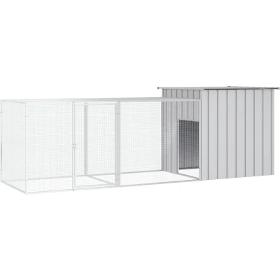 Afbeelding van vidaXL Kippenhok 300x91x100 cm gegalvaniseerd staal grijs