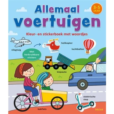 Image de Kleur en stickerboek met woordjes Allemaal voertuigen (3 5 j.)