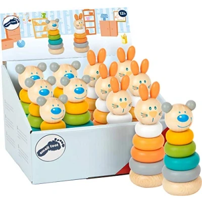 Afbeelding van Small Foot Houten Stapeltoren Dier Pastel, 6dlg.