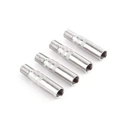 Afbeelding van 4 stuks adapter uitbreiding ventieldop, schroefventieldop steel wielverlenging bandenkap verlenging auto vrachtwagen bestelwagen caravan, zilver