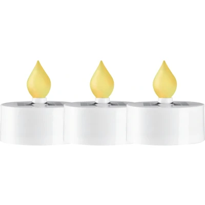 Afbeelding van Star Trading solar kaarsenset Saul, 3 stuks, wit, LED, geel, schemersensor, voor buiten, 5,5 cm