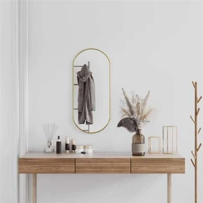 Image de vidaXL Miroir mural Doré 80x35 cm Ovale348199
