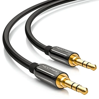 Afbeelding van deleyCON 3,0 m jackkabel 3,5 mm AUX stereokabel audiokabel jack rechte plug voor pc mobiele telefoon smartphone tablet auto hifi ontvanger zwart