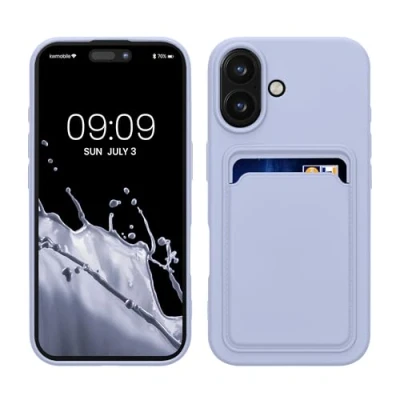 Afbeelding van kwmobile telefoonhoesje geschikt voor Apple iPhone 16 Hoesje met pasjeshouder TPU case in lavendel