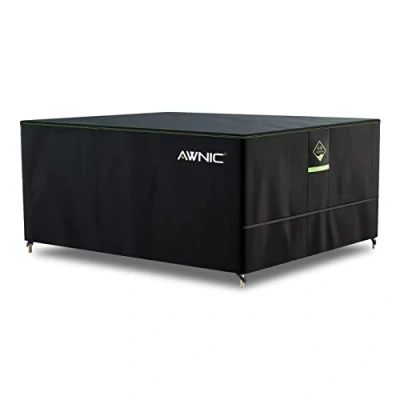 Afbeelding van Awnic afdekking voor tuinmeubelen, waterdicht, met haken, winterbestendig, 420D Oxford, de AlicanTex weerbestendige technologie, winddicht, anti UV, tuintafel, afdekzeil, rechthoekig, zwart (245 x 160 71cm)