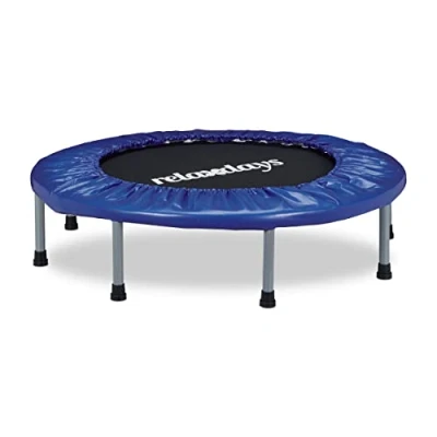 Afbeelding van Relaxdays Opvouwbare trampoline voor binnen, 22 x 95 cm, belastbaar tot 100 kg, blauw/zwart