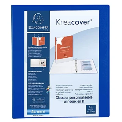Image de Exacompta classeur perso. kreacover a4 maxi 2 ax diam 25mm dos 44mm bleu ar 1011
