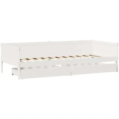 Image de vidaXL Lit de jour et tiroirs sans matelas blanc 90x190 cm bois massif3302097