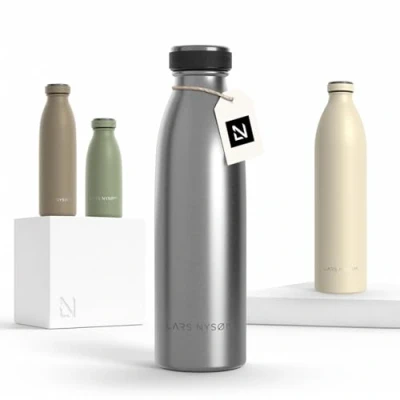 Afbeelding van LARS NYSØM &#039;Ren&#039; Roestvrijstalen drinkfles 500ml BPA vrij geïsoleerde waterfles 0,5 Liter Stainless Steel