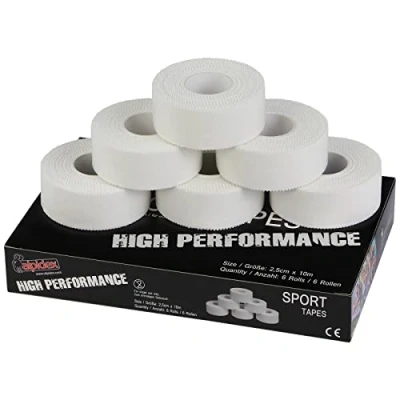 Afbeelding van ALPIDEX 6 x sporttape, wit, 2,5 cm 10 m, sportband, vingers, klimmen, inelastisch, hockey, handbal