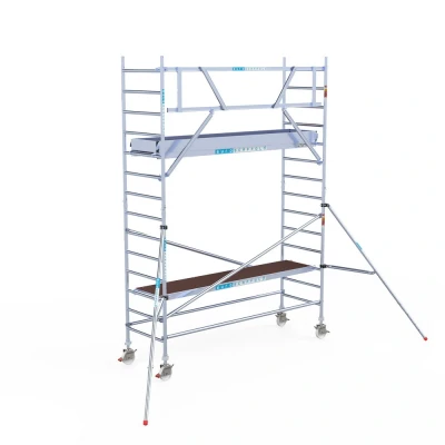 Afbeelding van Professionele aluminium gevelvrije rolsteiger 0.90x3.05x5.2m werkhoogte carbon vloer + enkele voorloopleuning