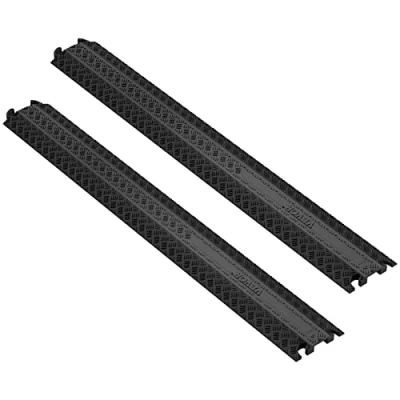 Image de VEVOR Passe Câble Sol Lot de 2 Cache Câbles Capacité Charge 907 kg Rampe Protection Fils Électriques Robuste 100x13x2 cm Canal 4x1,3 pour Maison, Intérieur, Extérieur, Bureau, Entrepôt, École