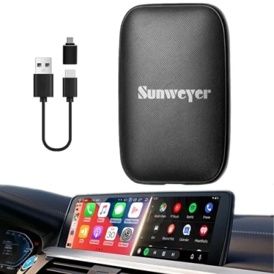 Afbeelding van Sunweyer Carplay Draadloze Android auto Adapter Netflix YouTube Factory Wired naar Wireless Caplay Dongle AI Box voor 2016, bluetooth