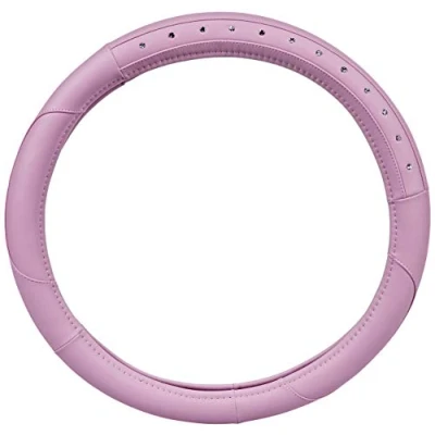 Afbeelding van Car Plus Stuurhoes Girly Met Diamanten Uni Pvc Roze 37 39 Cm