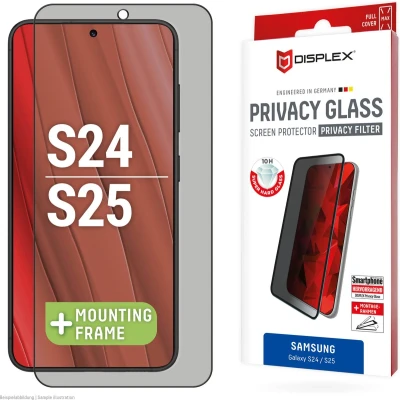 Afbeelding van Displex Full Cover Real Glass Privacy Screenprotector met Applicator voor Samsung Galaxy S24 Zwart