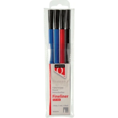 Afbeelding van Fineliner Quantore rond 0.4mm assorti 4stuks