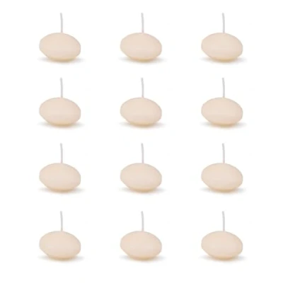 Afbeelding van DONAU HOME 12 stuks drijvende crèmekleurige kaarsen 2,8 x Ø 4,8 cm brandduur 4 uur geurloze theelichtjes voor diner bruiloft Valentijnsdag