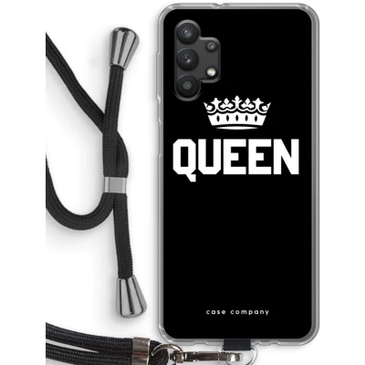 Afbeelding van Case Company® hoesje met Koord geschikt voor Samsung Galaxy A32 5G Queen Zwart Telefoonhoesje Bescherming aan alle Kanten en Over de Schermrand
