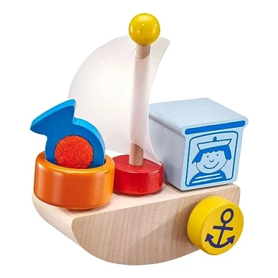 Afbeelding van Selecta Spielzeug Speelset Vissersboot Junior Hout Naturel 6 delig