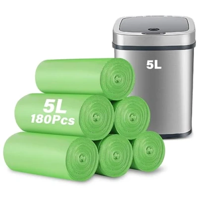 Afbeelding van KOMABLEN 180 stuks biologische vuilniszakken van 5 l, 6 rollen biologisch afbreekbare vuilniszakken, druppelvrij, scheurvast, recyclebaar, voor thuis, keuken, woonkamer, kantoor (35 x 40 cm)