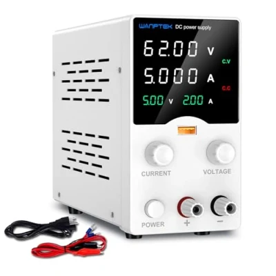 Afbeelding van Laboratoriumvoeding, 60 V, 5 A, stabiele voeding, verstelbaar, met 4 cijferige led display, hoge precisie, variabele DC voeding precisie encoder USB snelladen
