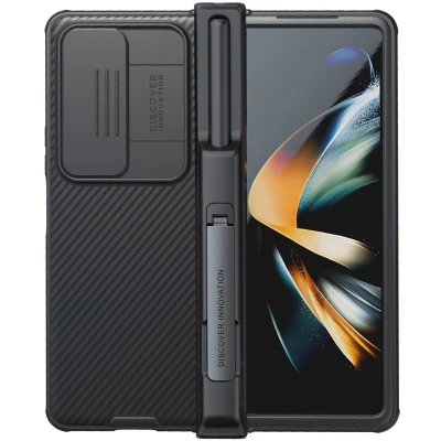 Afbeelding van Nillkin CamShield Hoesje Geschikt voor Samsung Galaxy Z Fold 4 Back Cover met Camera Slider Pen Edition Zwart