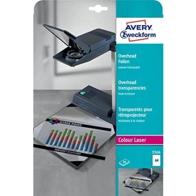 Afbeelding van Avery Zweckform Overhead 3566 Folie voor overheadprojectoren DIN A4 Laser (zwart/wit), (kleur), Kopiëren (zwart/w