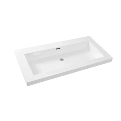 Afbeelding van Wiesbaden Vision wastafel enkel zonder kraangat 100x46x5,5 cm kunstmarmer glans wit