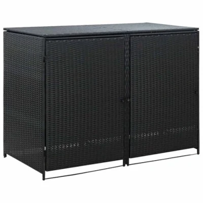 Afbeelding van Containerberging dubbel 148x80x111 cm poly rattan zwart