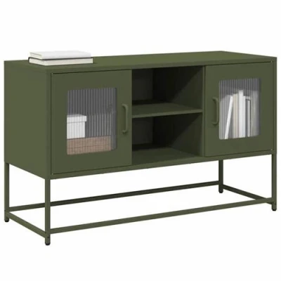 Afbeelding van vidaXL Tv meubel 100,5x39x60,5 cm staal olijfgroen