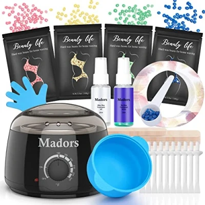 Afbeelding van Madors Kit d&#039;épilation à la cire pour femme,Chauffe l&#039;épilation,Contrôle intelligent de température,Cible les sourcils, le bikini et jambes maison