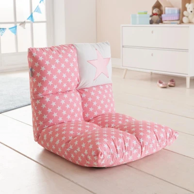 Afbeelding van howa 2 in 1 Kinderfauteuil + Kinderlounger 6 voudig verstelbare rugleuning roze / wit 8601