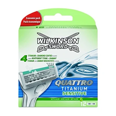 Afbeelding van Wilkinson Sword Quattro Titanium Sensitive messen, 12 stuks