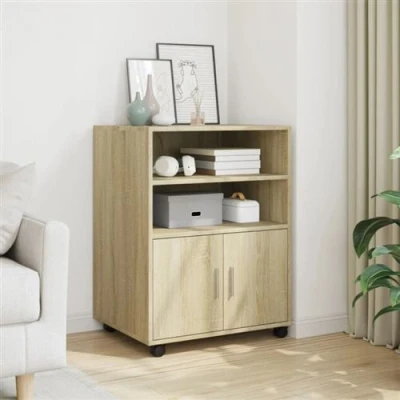 Afbeelding van Rolkast 60x48x81 cm bewerkt hout sonoma eikenkleurig