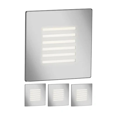 Afbeelding van ledscom.de FEX LED trapverlichting / wandinbouwlamp voor binnen en buiten, rooster, vierkant, roestvrij staal, 85 x mm, warm wit