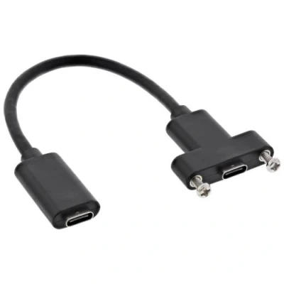 Image de InLine® USB3.1 C femelle à avec câble bride de 0,2 m, noir