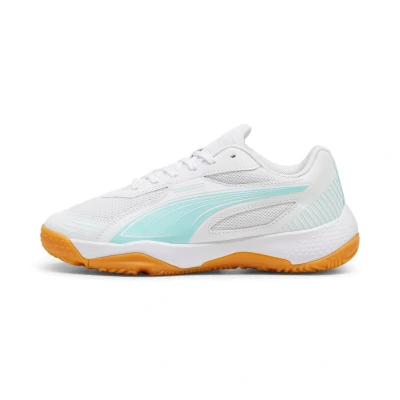 Afbeelding van Puma Solarflash III JR Unisex Handbalschoenen voor kinderen, Maat: 34.5, White/electric peppermint Textiel/ synthetisch