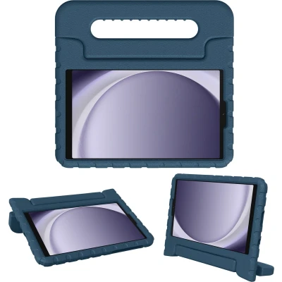 Afbeelding van iMoshion Tablet Hoes Kinderen Geschikt voor Samsung Galaxy Tab A9 8.7 inch Kidsproof Backcover met handvat Donkerblauw