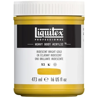 Afbeelding van Liquitex 4412234 Professional Heavy Body acrylverf in kunstenaarskwaliteit met uitstekende lichtechtheid en boterachtige consistentie, 473 ml pot, iriserend goud