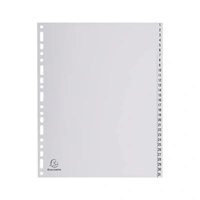 Afbeelding van Intercalaires imprimes polypropylene 13x100e 31 positions de 1 a a4 maxi