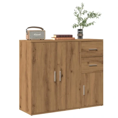 Afbeelding van vidaXL Dressoir 91x29,5x75 cm bewerkt hout artisanaal eikenkleurig