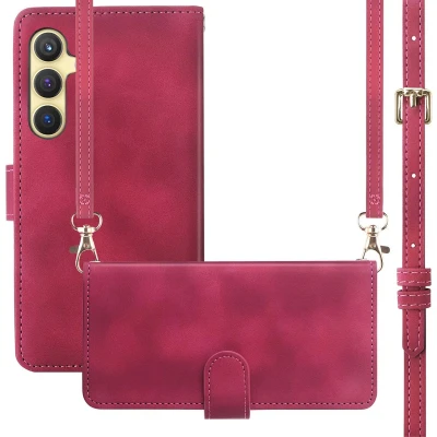Afbeelding van imoshion Hoesje Geschikt voor Samsung Galaxy S24 met Pasjeshouder Bookcase koord Rood