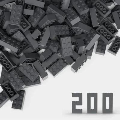 Afbeelding van Klassiek bulksteenblok 2 x 4 200 stuks donkergrijze bouwstenen, compatibel met Lego 3001 onderdelen en onderdelen, creatief spel, grote merken
