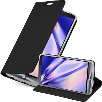 Afbeelding van Cadorabo Hoesje geschikt voor LG G3 in CLASSY ZWART Beschermhoes met magnetische sluiting, standfunctie en kaartvakje Book Case Cover Etui