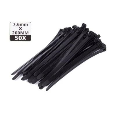 Afbeelding van Hofftech Tie Ribs Hersluitbaar 7.6 x 200 mm Zwart 50 stuks