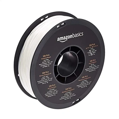 Image de Amazon Basics Filament PLA Soie pour imprimante 3D 1,75 mm Blanc Bobine 1 kg