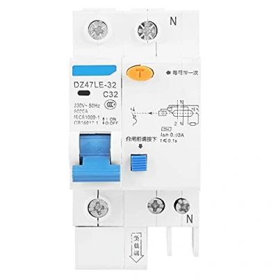 Afbeelding van DZ47LE 32 RCCB Aardlekschakelaar, 30 mA, A, 230 V, 1P N, lekkage, overbelasting, kortsluitbeveiliging, reststroomonderbreker, elektrische stroomonderbreker voor woondecoratie