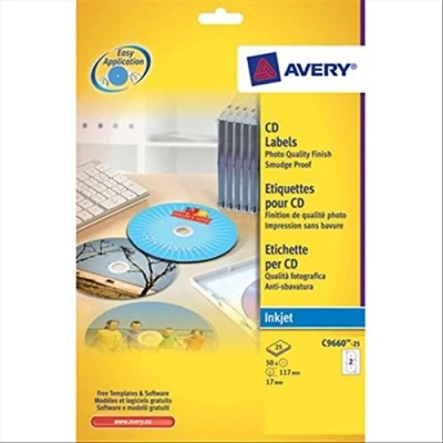 Afbeelding van Avery CD/DVD etiketten 50 etiket(ten)