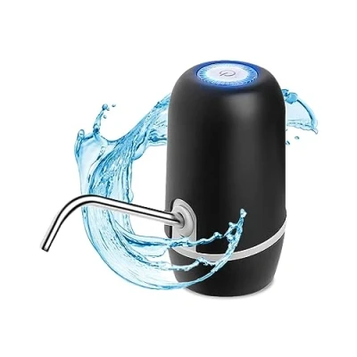 Image de NK Distributeur d&#039;eau automatique, charge USB, doseur en acier, sans BPA, eau froide, 1200 mAh, transportable, bidons et bouteilles 1,5, 5,7, 10, 11,3, 15, 18,9 l, couleur noir, 16 cm