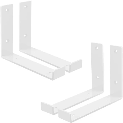 Afbeelding van ML Design 4 delige plankbeugel, 20x4x14cm wit gemaakt van metaal, 8 inch plankbeugels, industriële planksteun voor wandmontage, 90 graden wandbeugel, L vormige wandplank, incl. schroeven